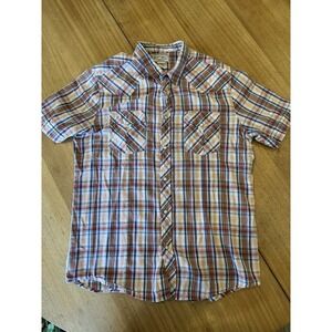 Stapleford Western Shirt XL Mens Plaid Pearl Snap Short Sleeve Rodeo Summer